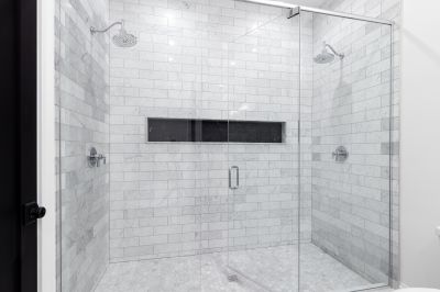 Shower with Textured Tile Walls